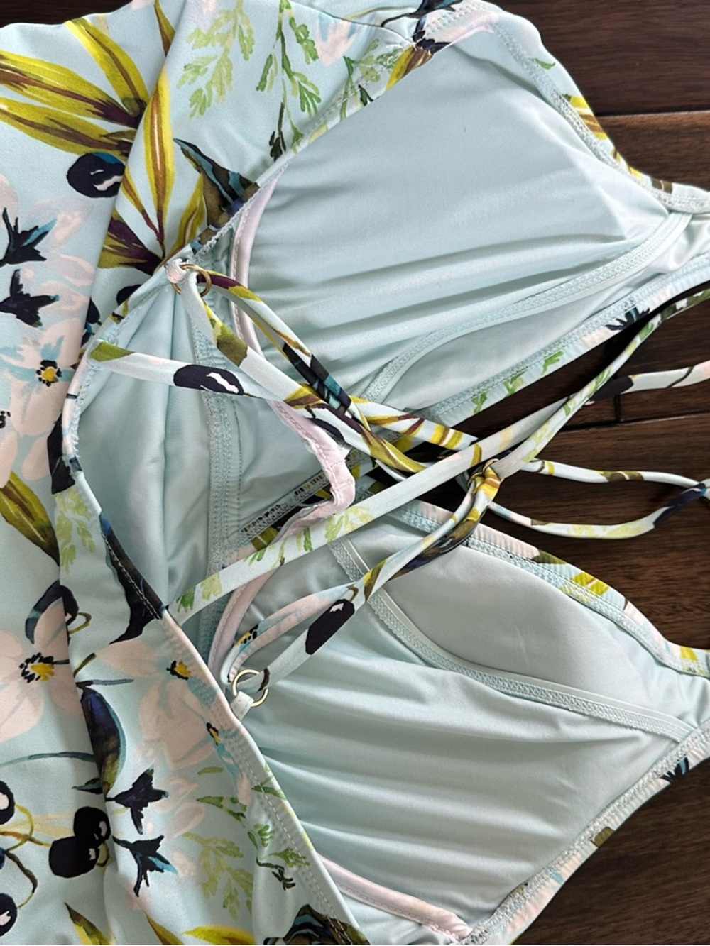 Turquoise One-Piece Swimsuit & Olive Floral One-Piece Set - Picture 2 of 4